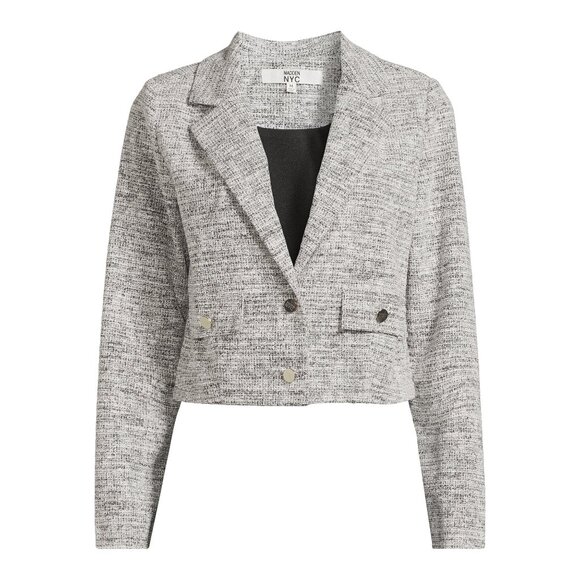 Madden NYC Womens Tweed Cropped Blazer Jacket Size S - Picture 1 of 13